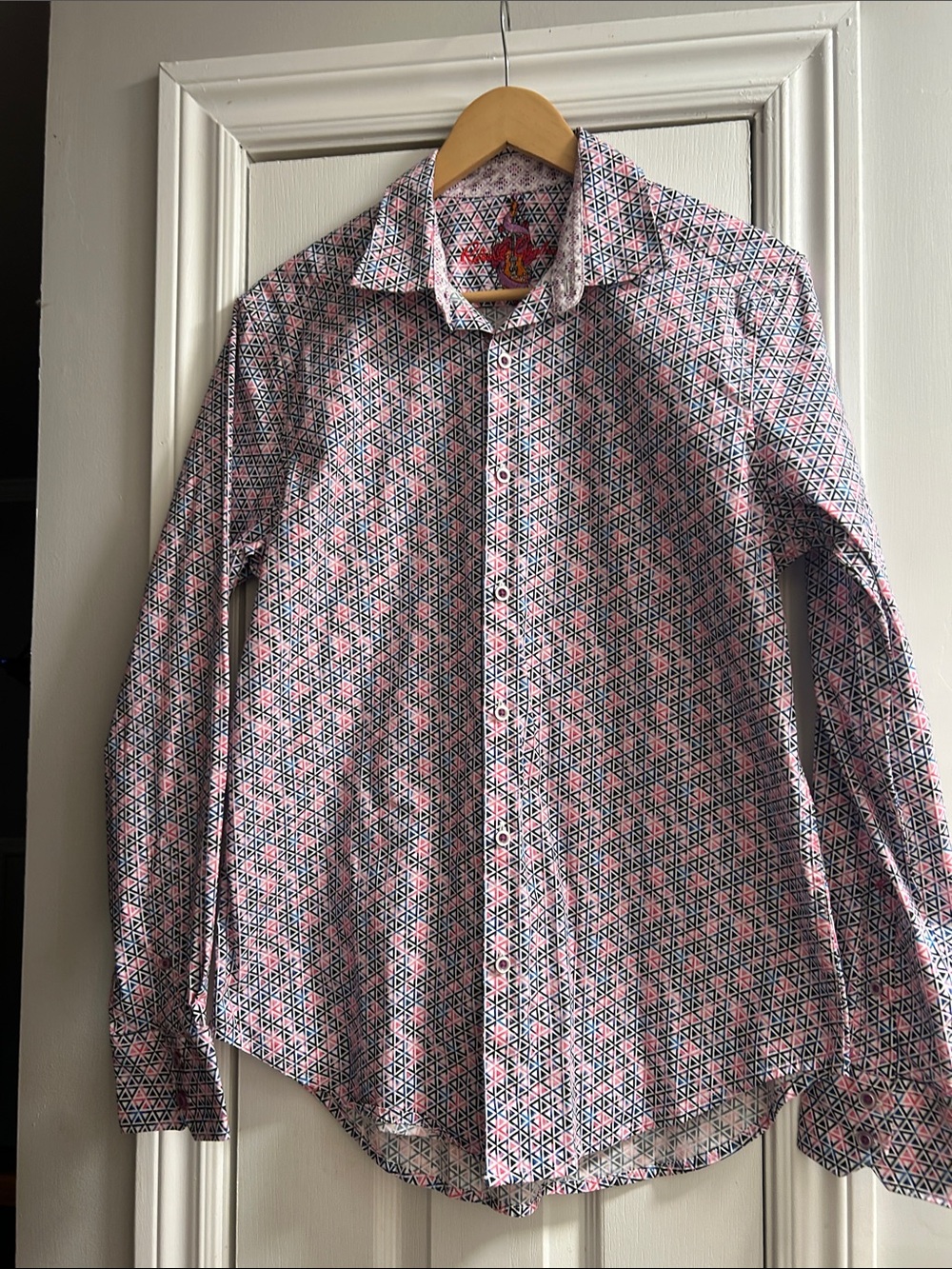 Robert Graham Pink & Navy Geometric Print Button-Down Shirt